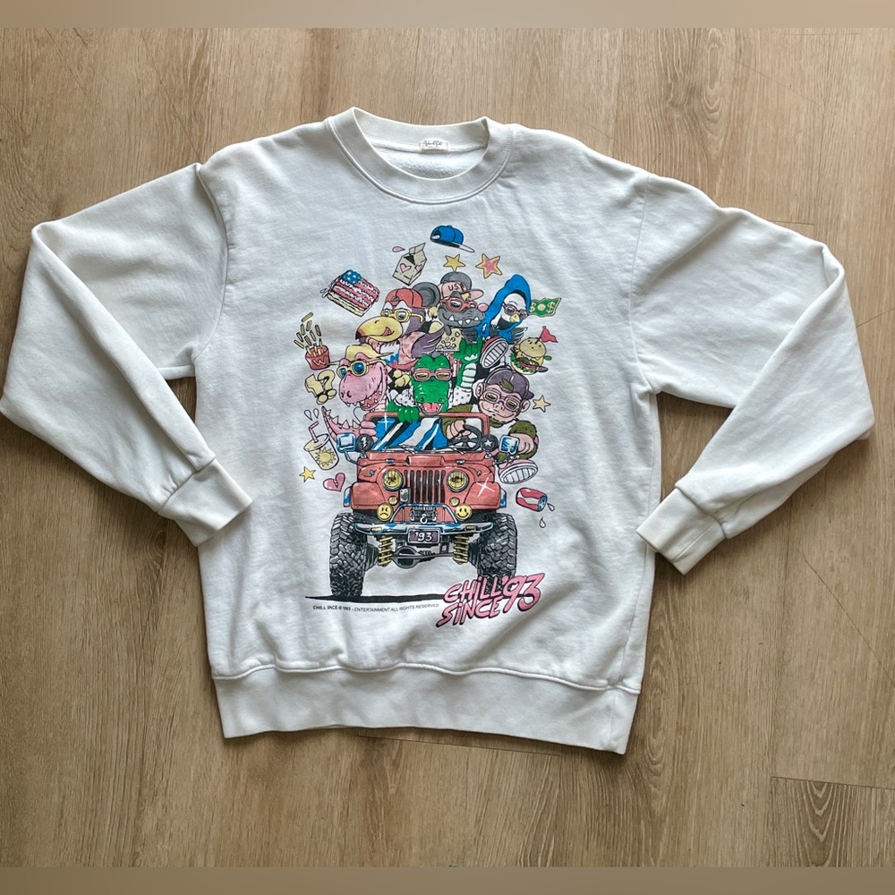 LIKE-NEW Brandy Melville John Galt Chill Since 93 Sweatshirt OS White